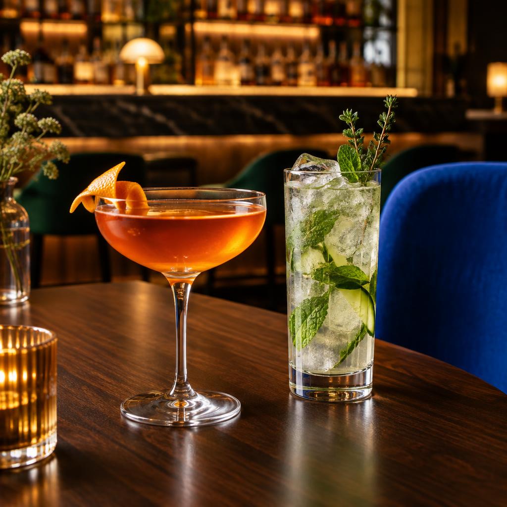 Cocktail inspiration: an amber coupe and a fresh herb highball